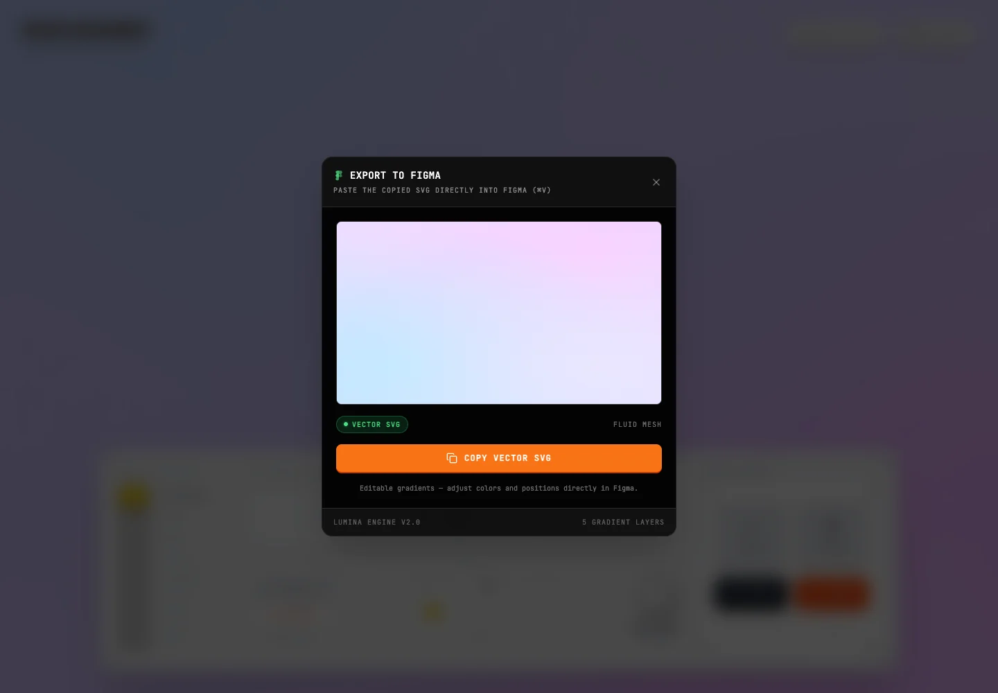 MakeGradient Figma export modal