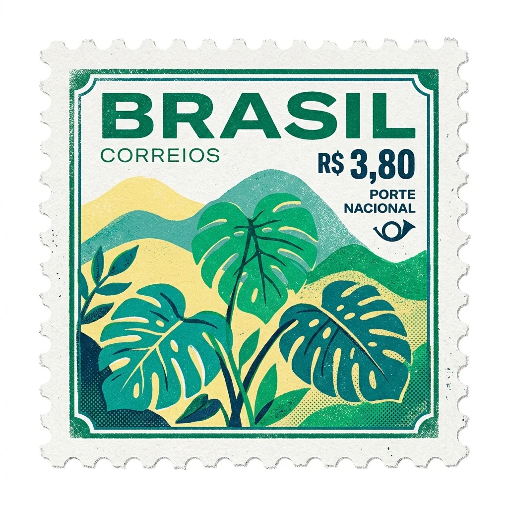 Designed market stamp of Brazil