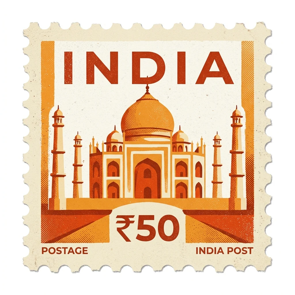 Designed market stamp for India