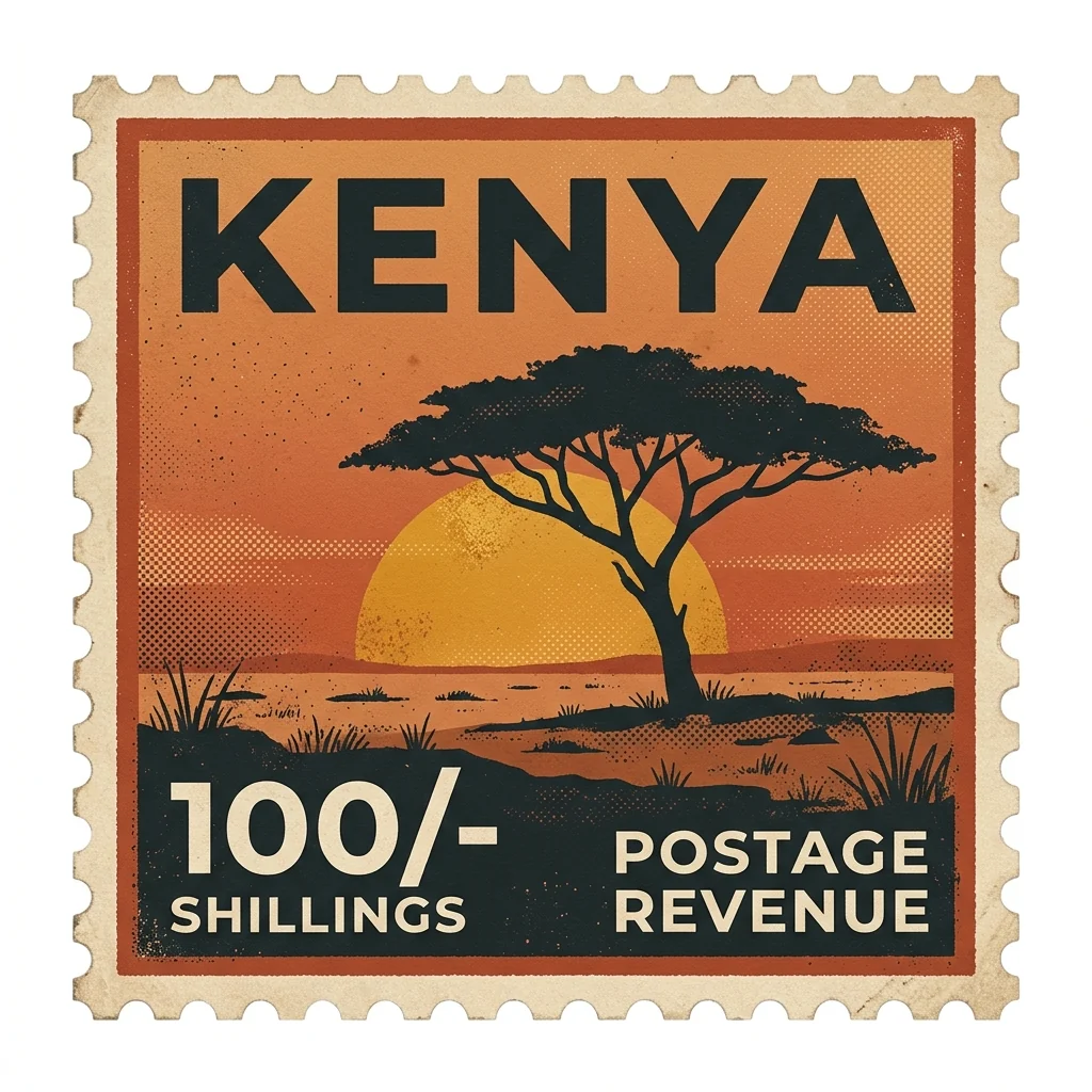 Designed market stamp of Kenya