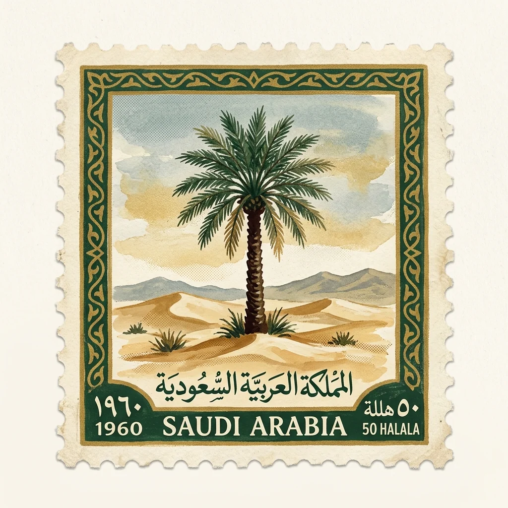 Designed market stamp of Saudi Arabia