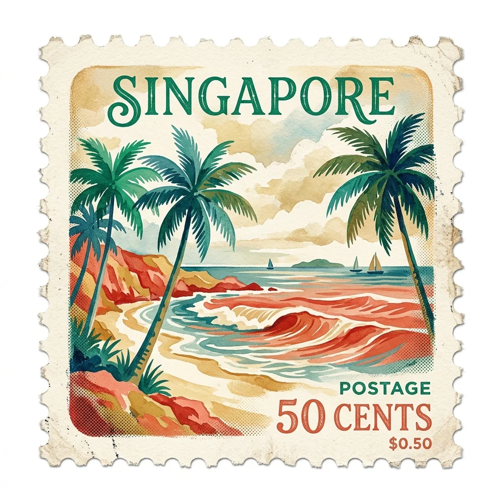 Travel stamp of Singapore