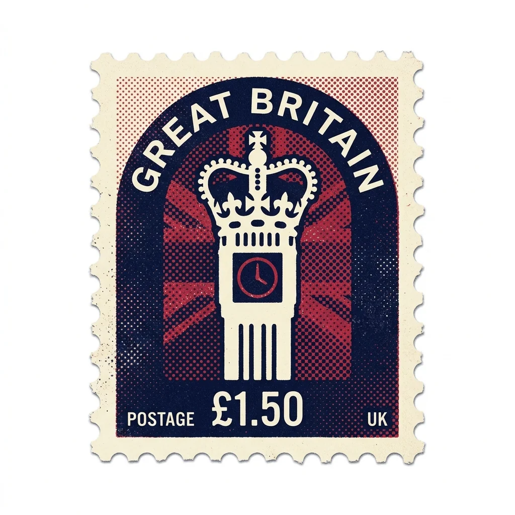 Designed market stamp of United Kingdom