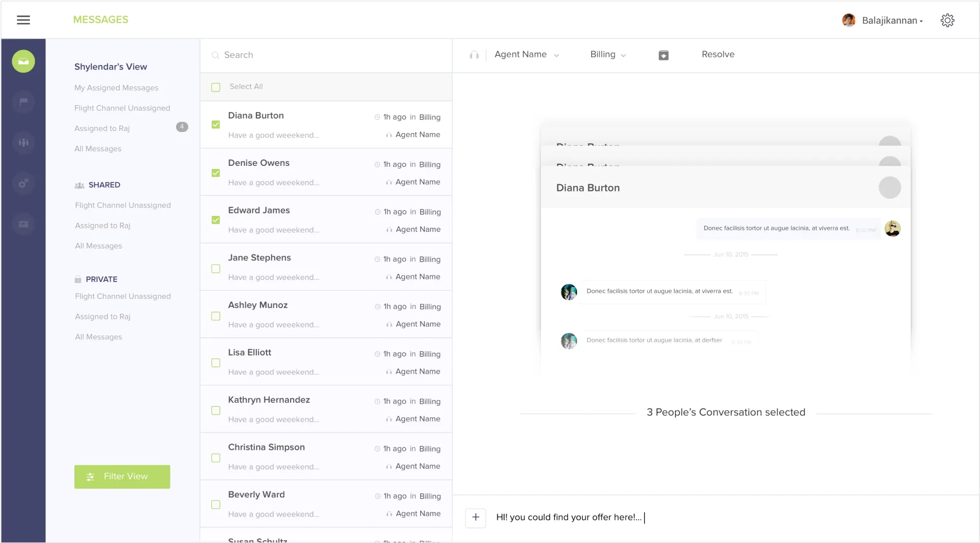 Bulk actions in the Hotline agent interface