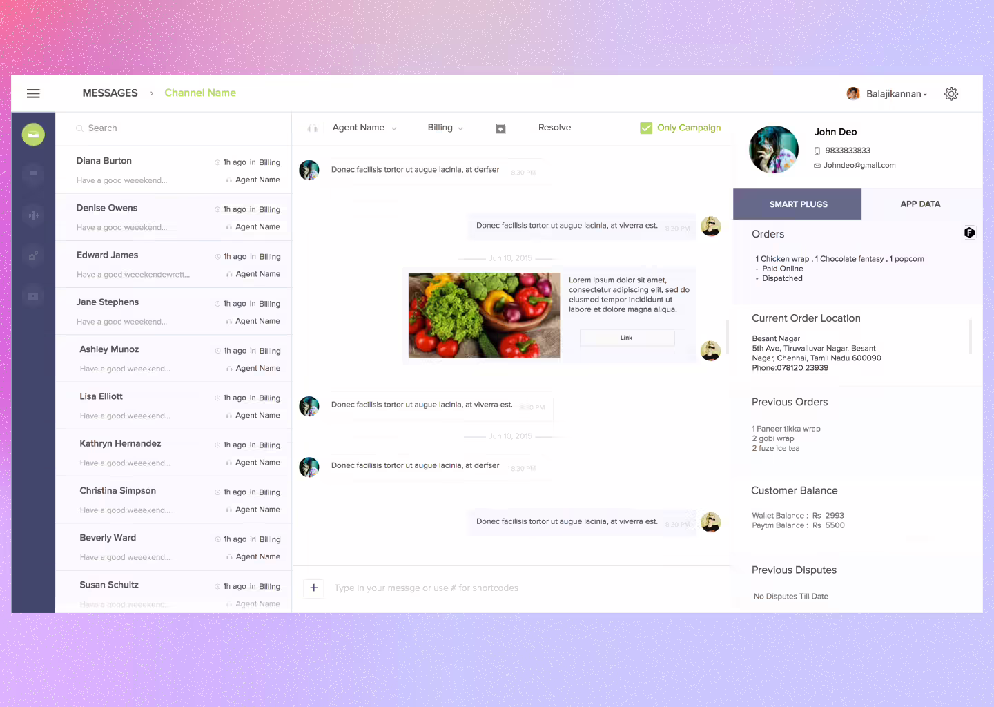 Conversation dashboard