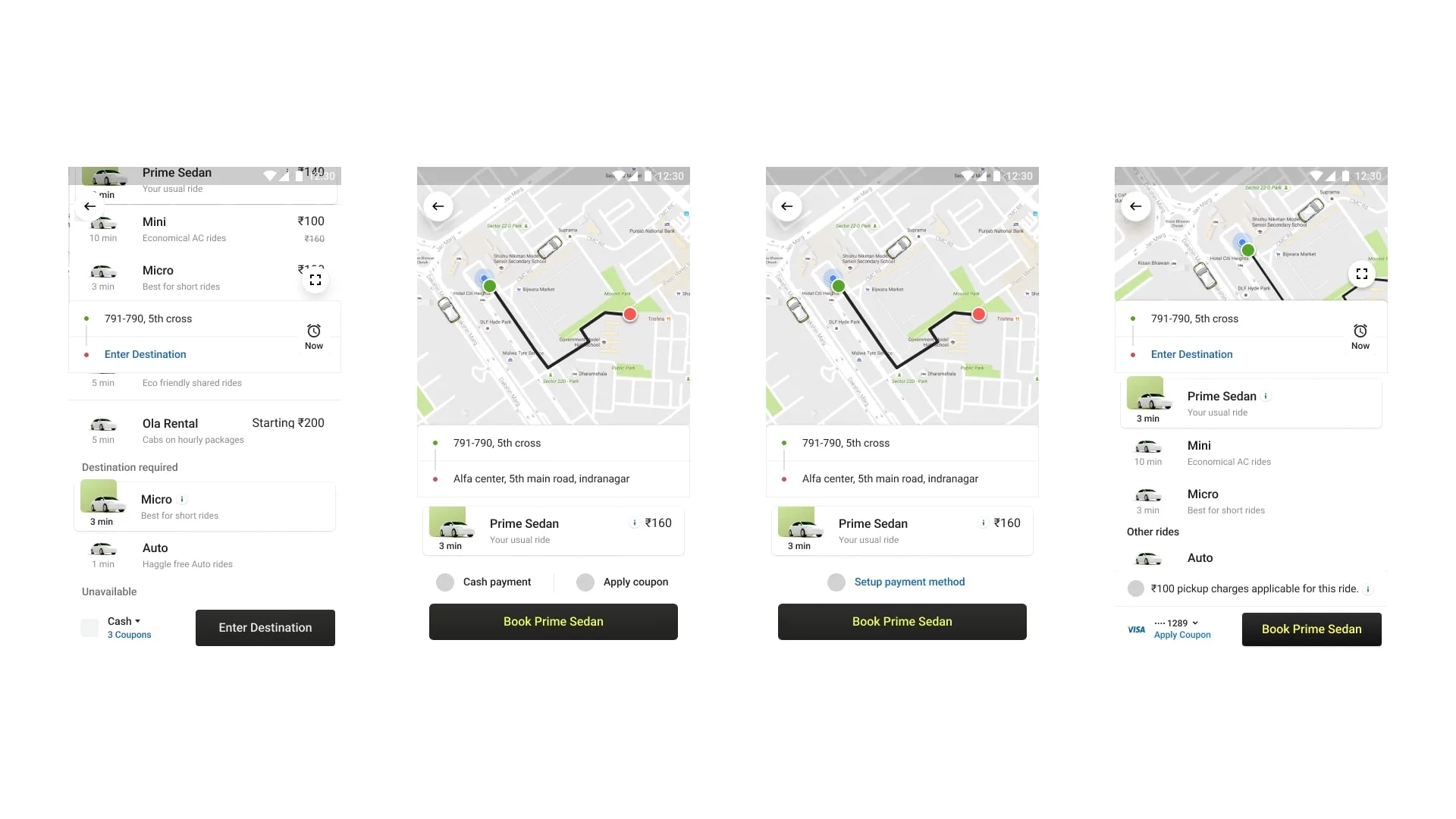 Olacabs ride category detail