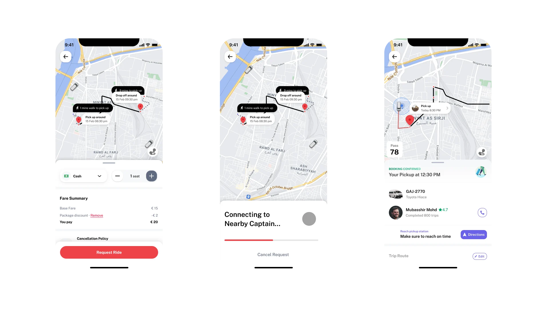 Demand-responsive transit pickup and dropoff flow