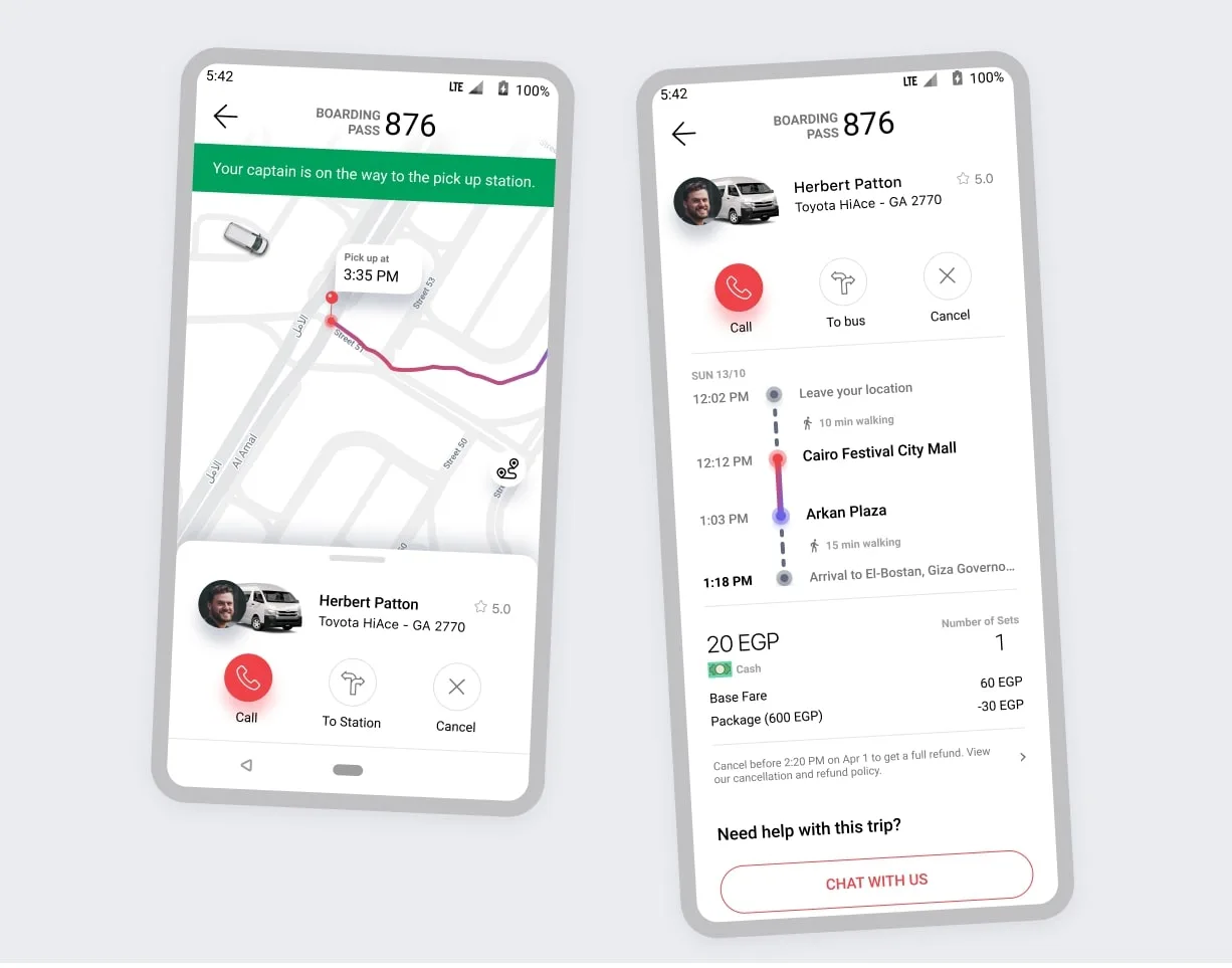 Before — transaction-first, minimal ride context