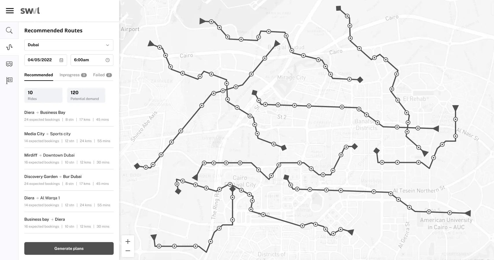 Network planning route detail
