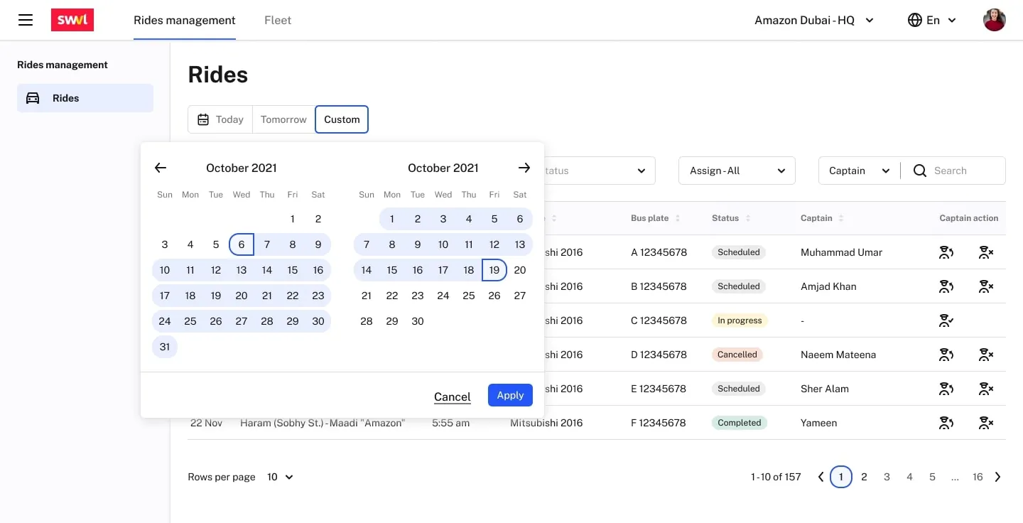 Vendor Portal custom date picker
